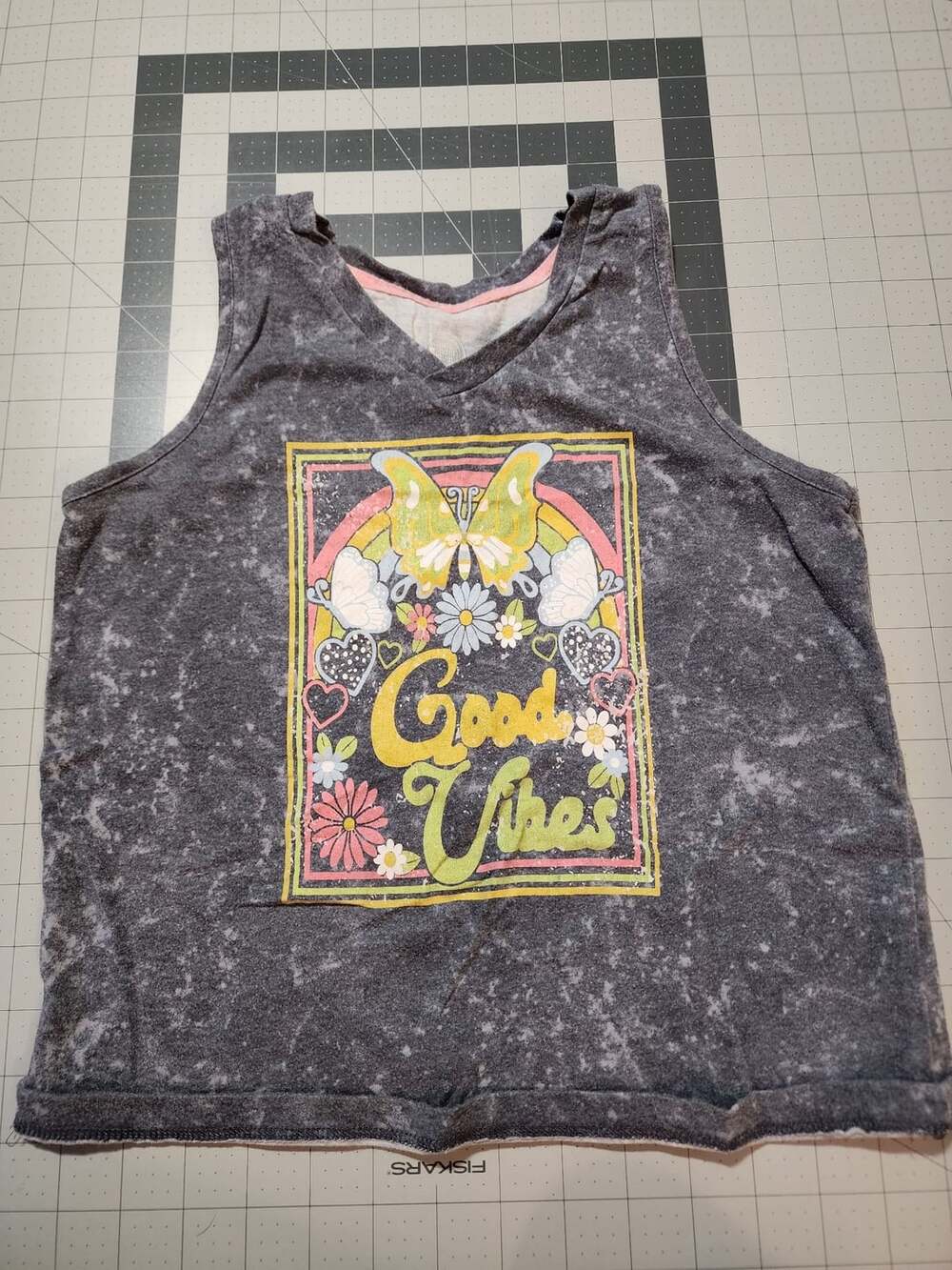 Wonder Nation Good Vibes Tank Top Size L (10-12) Gray Acid Wash
